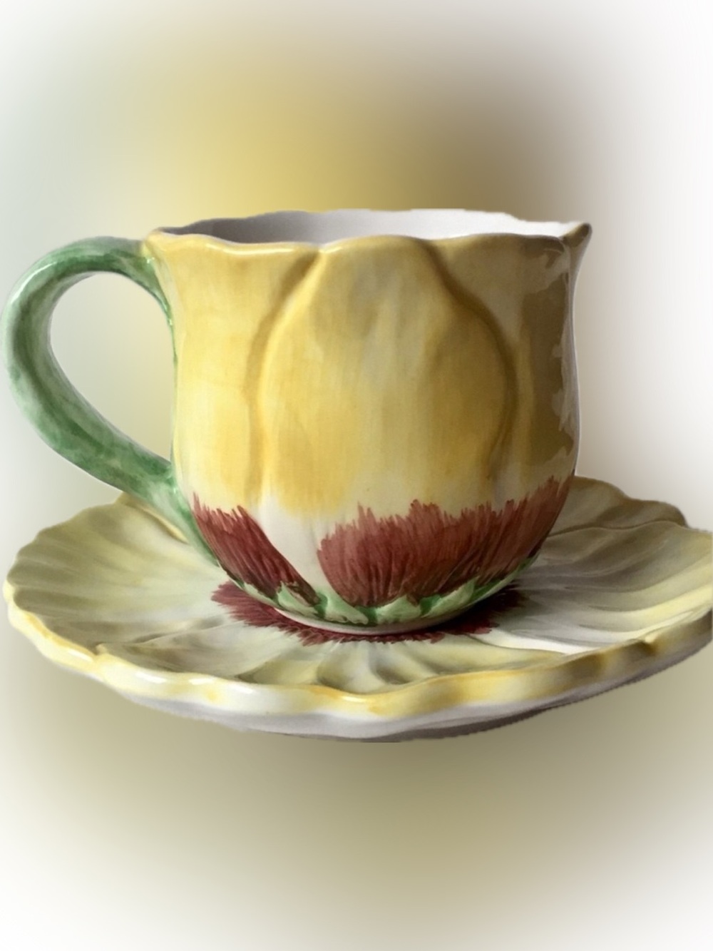 🌼 NWT Vintage Flower Tea Cup Saucer Yellow Eaton PALM TREE CO fairycore